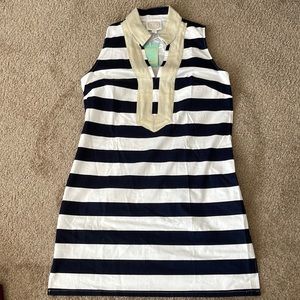 Sail to Sable Sz Large Shift, Navy, White and Gold Trim